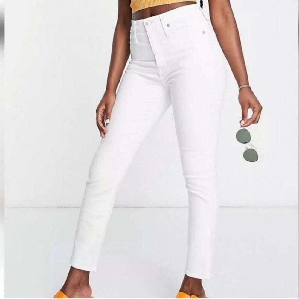NWT Madewell 9" High Rise Skinny White Denim Jeans Size 27 tall
